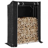 vidaXL Suport pentru lemne de foc cu capac de ploaie Oțel galvanizat 4104953