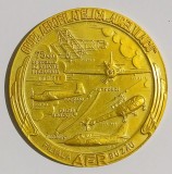 MEDALIE EXPOZITIA FILATELICA OMAGIALA 75 DE ANI DE SCOALA DE AVIATIE IN ROMANIA CHITILA 1911 CUPA AERO FILATELICA AUREL VLAICU AFR BUZAU AVIOAN