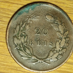 Portugalia - moneda de colectie - 20 reis 1891 - Carlos I - foarte frumoasa !