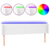 Cumpara ieftin Tablie de pat cu LED, alb, 203x16x78/88 cm, piele ecologica