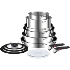 Set 13 piese Tefal Ingenio Emotion, oala 16 / 20 cm, tigaie 22 / 24 / 28 cm, wok 26 cm, 2 manere detasabile, capace sticla 16 / 20 / 24 cm, capace erm