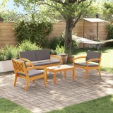 vidaXL Set Bistro de 4 Piese cu Perne - Lemn Solid de Acacia