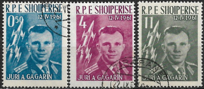 B0152 - Albania 1962 - Gagarin,serie 3v.stampilat-cto foto