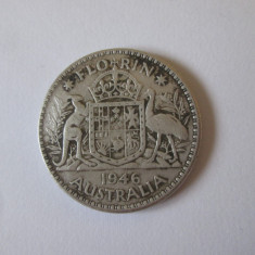 Australia 1 Florin 1946 argint cu patina frumoasa,diam.=28 mm,greut.=11 gr