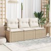 VidaXL Set de canapele pentru grădină 3 pcs Bej Rattan poli 3346241