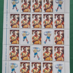 |Romania, LP 1748b/2001, Hagi - 17 ani sub tricolor, coala, eroare, MNH