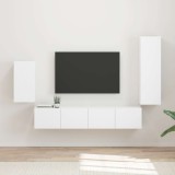 vidaXL Set comodă TV Pe perete 3 pcs Alb Lemn compozit 3409006
