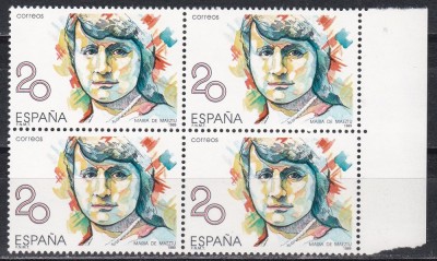 Spania 1989 - Portret de femeie, Bloc de 4, MNH foto