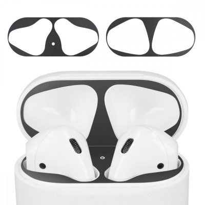 Set 2 Aparatori de praf pentru casti Apple AirPods 2/AirPods 1, Kwmobile, Negru, Plastic, 48242.01 foto
