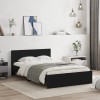 Cadru Pat Gossi Negru cu Tablie, 135x190 cm, Lemn Prelucrat, Lamele Placaj, Suport Excelent pentru Spate