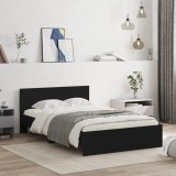 Cumpara ieftin Cadru de pat cu tăblie, negru, 135x190 cm