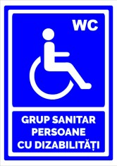 Indicator albastru grup sanitar persoane cu dizabilitati foto