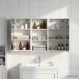 vidaXL Set dulap baie cu raft 3 pcs 110 x 10,5 x 60,5 cm Lemn compozit 3403712