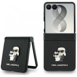 Husa pentru Samsung Galaxy Z Flip8 F776, Karl Lagerfeld, Saffiano Karl &amp; Choupette Metal Pin, Neagra