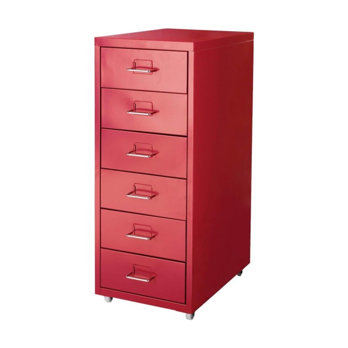 Comodă sertare metalice Ikea Helmer, roșie, nouă