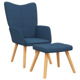 Cumpara ieftin Scaun de relaxare cu taburet, albastru, textil