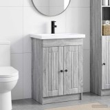 Cumpara ieftin Set de mobilier pentru baie Sonoma gri 56 x 37,5 x 81 cm