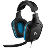 Casti gaming Logitech G432, surround 7.1, multiplatforma, Negru