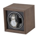 Cumpara ieftin Dispozitiv Watch Winder Business Class, Cutie pentru intors ceas automatic cu motor silentios si perna flexibila cu memorie, Wenge/Gri
