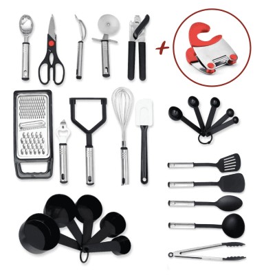 Set Ustensile bucatarie Koken, 17 piese de bucătărie din nailon și oțel inoxidabil, antiaderente și rezistente la căldură + Suport Lingura foto