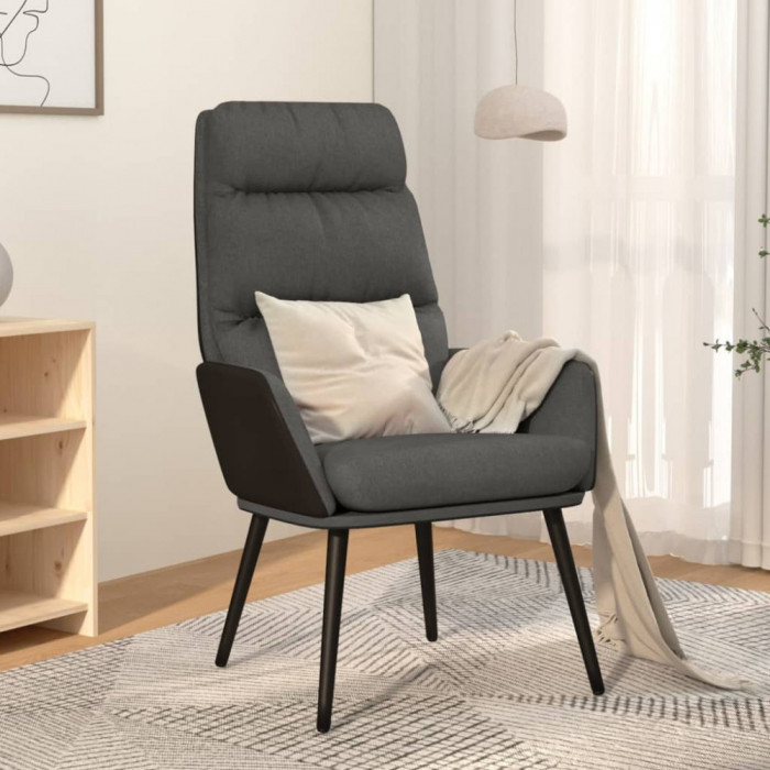 vidaXL Scaun de relaxare, gri &icirc;nchis, material textil