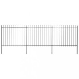 vidaXL Gard de grădină cu v&acirc;rf suliță, negru, 5,1 x 1,5 m, oțel