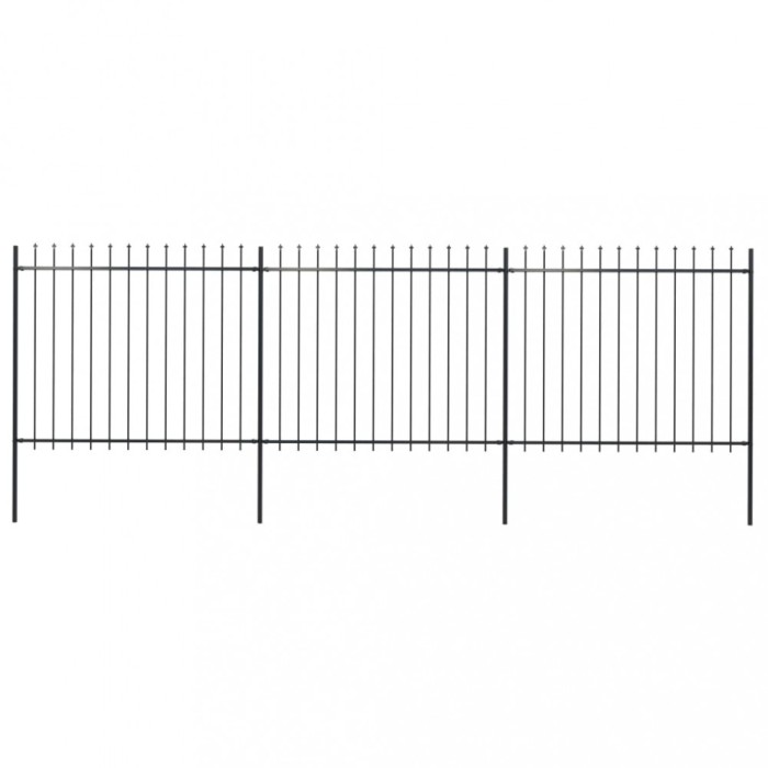 Gossi gard de gradina cu varf sulita, negru, 5,1 m, otel