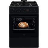 Aragaz Electrolux LKK664220K, Mixt, 4 arzatoare, SteamBake, AirFry, Autocuratare Catalitica, Aprindere integrata plita si cuptor, Grill Electric, Roti