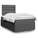 Gossi pat box spring cu saltea, gri inchis, 120x190 cm, textil