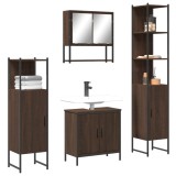 VidaXL Set mobilier de baie, 4 piese, stejar maro, lemn prelucrat
