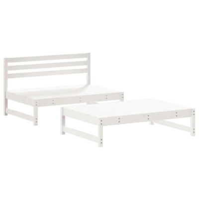Set mobilier relaxare gradina, 2 piese, alb, lemn masiv de pin foto