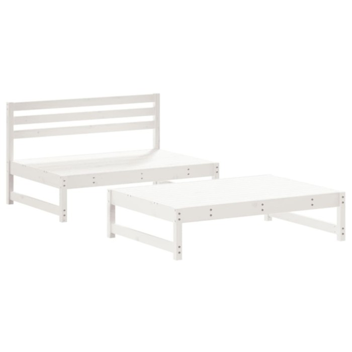 Set mobilier relaxare gradina, 2 piese, alb, lemn masiv de pin