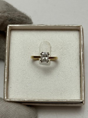 INEL AUR 18K + 1 Diamant = 0.80ct - G - Princess Cut - Solitaire + Certificat ! foto