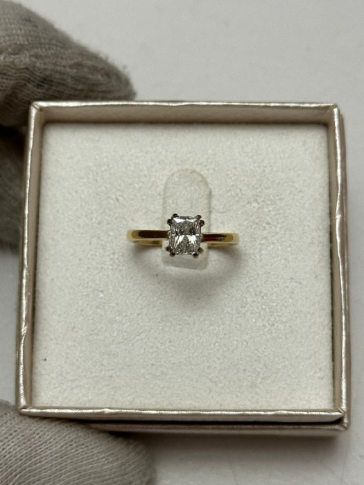 INEL AUR 18K + 1 Diamant = 0.80ct - G - Princess Cut - Solitaire + Certificat !