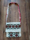 Traista Straita Desaga etno, rustic, pentru colinda Craciun, in rosu, alb, verde, Medie