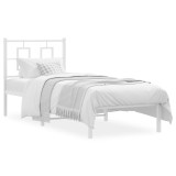 Cumpara ieftin Cadru de pat metalic fara saltea, cu tablie, alb, 75x190 cm