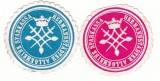 Lot 2 sigilii din h&acirc;rtie Siegelmarke Hermannst&auml;dter Allgemeine Sparkassa Sibiu, albastru și roz