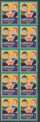 1940 SUA - Bloc de10 vignete de Craciun + Campanie Anti Tuberculoza, TBC foto