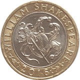 RAR !!! Marea Britanie moneda comemorativa 2 pounds 2016 - Shakespeare - UNC, Europa