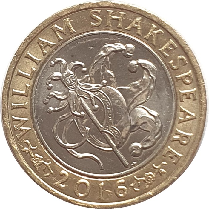 RAR !!! Marea Britanie moneda comemorativa 2 pounds 2016 - Shakespeare - UNC