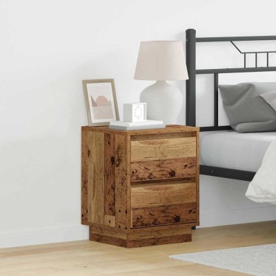 vidaXL Dulap de noapte cu sertar cu 2 pcs Lemn Vechi 39 x 34.5 x 50 cm 869623 foto