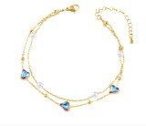 Cumpara ieftin Bratara de picior placata cu aur din inox Blue Heart