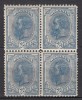 ROMANIA 1900/1906 LP 54 l REGELE CAROL I SPIC DE GRAU FARA FILIGRAN VALOAREA 25 BANI ALBASTRU GUMA ORIGINALA BLOC DE 4 TIMBRE STARE MNH/SARNIERA, Nestampilat