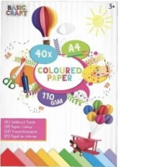 Set hartie colorata Creative Craft, 10 culori, 110 g, 40 bucati