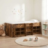 Cumpara ieftin Cadru de pat loft cu sertar cu raft 3 buc. Stejar fumuriu