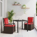 vidaXL Set de masă pentru grădină 3 pcs Maro poliratan