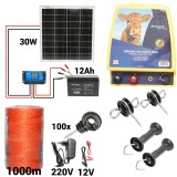 Kit pachet gard electric 12 Joule 12 220V panou baterie 12ah fir 1000m (BK87122-1000-30w-12ah), Breckner Germany