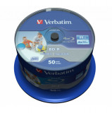 Cumpara ieftin Set 50 BD-R SL Blu-Ray Verbatim Datalife 43812, 25 Gb, 6X, Printabil inkjet, cakebox