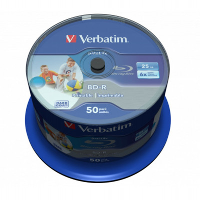 Set 50 BD-R SL Blu-Ray Verbatim Datalife 43812, 25 Gb, 6X, Printabil inkjet, cakebox foto