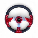 Volan Sport Auto Negru Albastru Metalic 33cm, Ergonomic, Prindere 6 Puncte, Universal Tuning, Kit Montaj Inclus